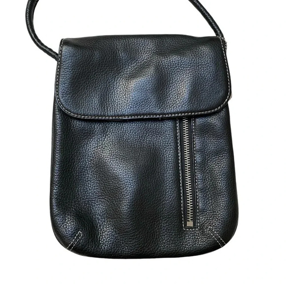 Everyday Black Pebbled Leather Crossbody Bag Small Purse Shoulder Handbag - Picture 2 of 11